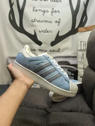 Adidas Blue Gray Shell-Toe Suede Upper Lifestyle Sneakers 5