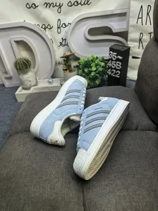 Adidas Blue Gray Shell-Toe Suede Upper Lifestyle Sneakers 6
