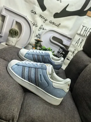 Adidas Blue Gray Shell-Toe Suede Upper Lifestyle Sneakers 7