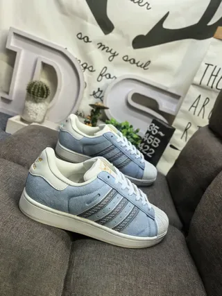 Adidas Blue Gray Shell-Toe Suede Upper Lifestyle Sneakers 9