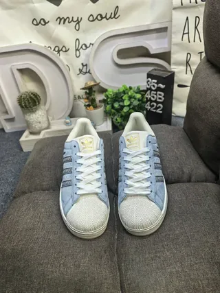 Adidas Blue Gray Shell-Toe Suede Upper Lifestyle Sneakers 10