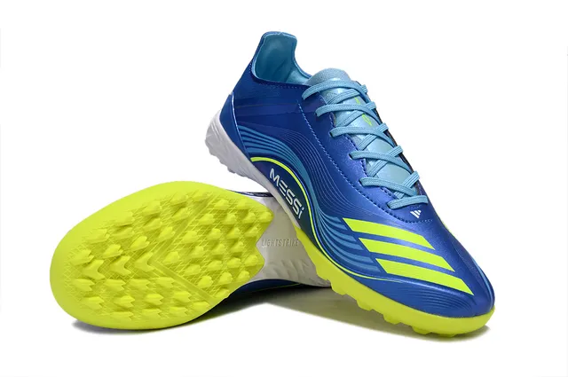 Adidas Azul  Amarelo  Baixo  Corte  Botina  Superior  Metálico  Gramado  Sapatos  Futebol 4