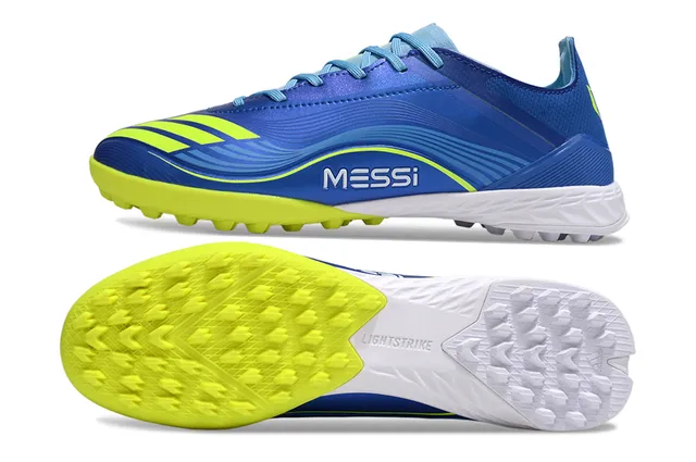 Adidas Azul  Amarelo  Baixo  Corte  Botina  Superior  Metálico  Gramado  Sapatos  Futebol 6