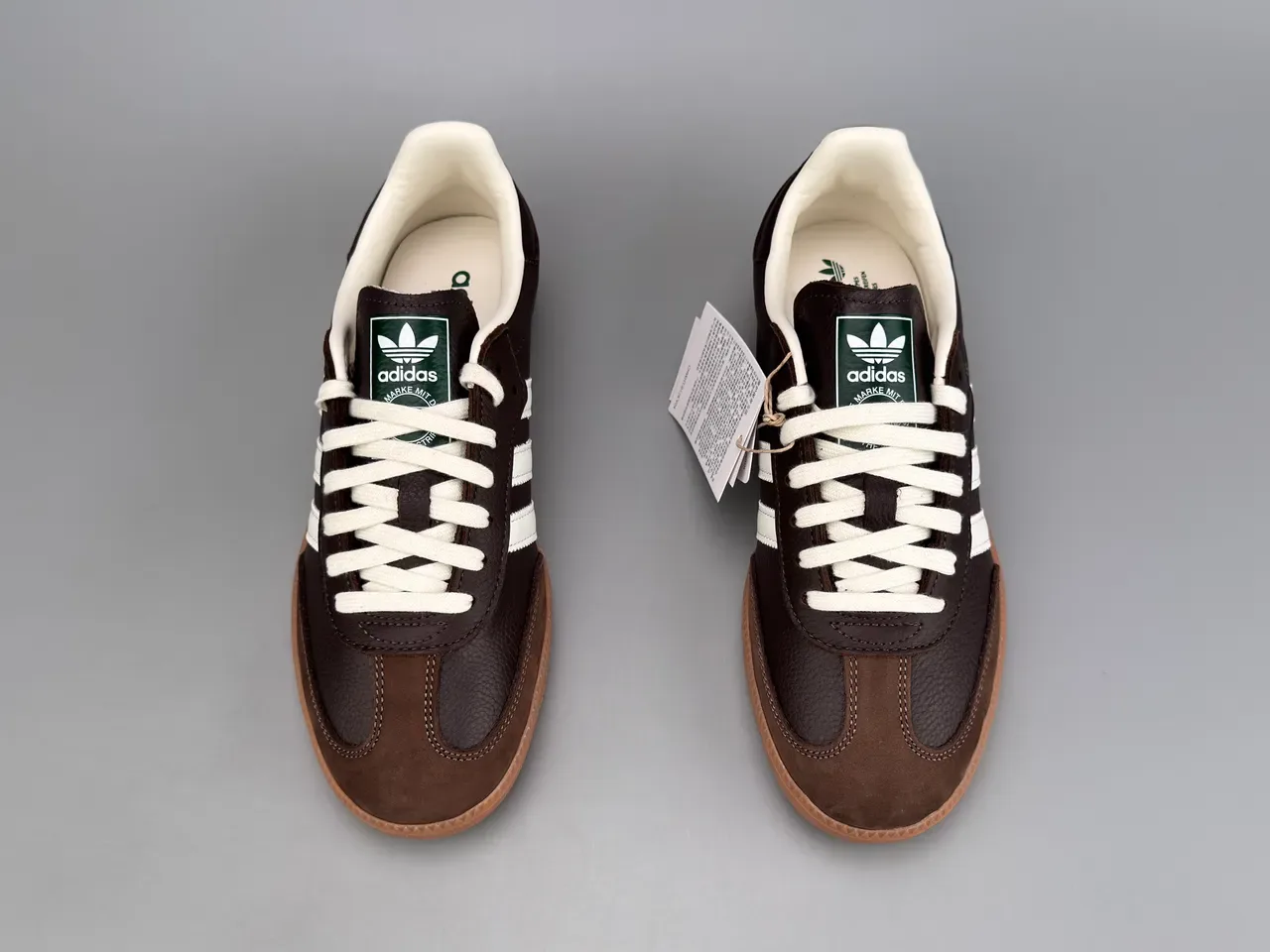 Adidas Lifestyle Chaussures Marron Blanc Cuir Trois Rayures Serrées 9