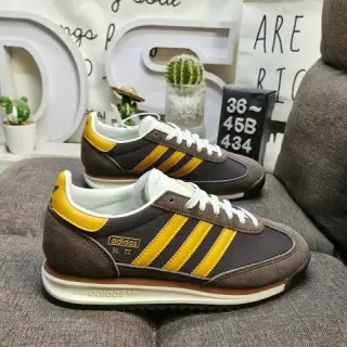 Adidas Marrón Amarillo Retro Runner Ante y Textil Parte Superior Lifestyle Sneakers