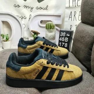 Adidas Campus أصفر خردل و أزرق بحري جلد مدبوغ أسلوب حياة