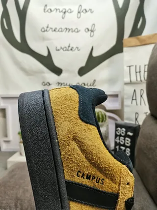 Adidas Campus أصفر خردل و أزرق بحري جلد مدبوغ أسلوب حياة 3
