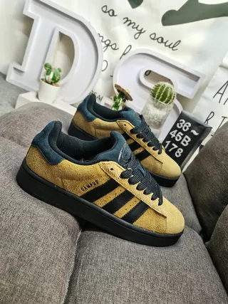Adidas Campus أصفر خردل و أزرق بحري جلد مدبوغ أسلوب حياة 9
