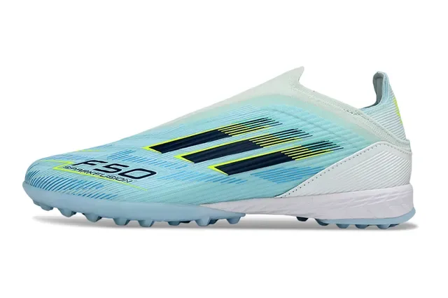 Adidas F50 Azul Blanco Col de Calcetín Ribeteado Upper Sintético Césped Zapatos de Fútbol 8