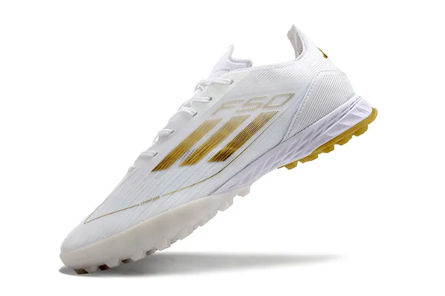 Adidas F50 Speedweb सफेद स्वर्ण कृत्रिम घास फुटबॉल जूते 3