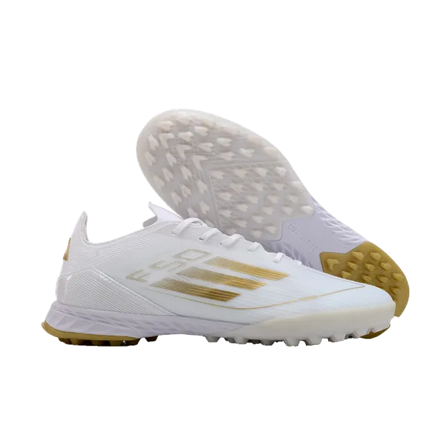 Adidas F50 Speedweb सफेद स्वर्ण कृत्रिम घास फुटबॉल जूते 5