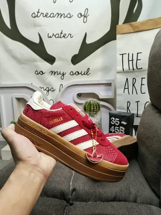 Adidas Gazelle Platform Tênis Lifestyle vermelho com Snake-Embossed 5