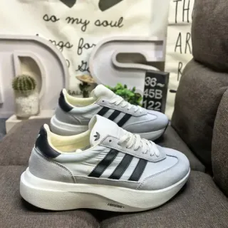 Adidas Gray Black Platform Sole Three-Stripe Side Panel Lifestyle Sneakers