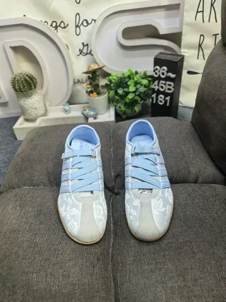 Adidas Gris Bleu Sans Lacets Low-Top Floral Jacquard Upper Lifestyle Sneakers 10