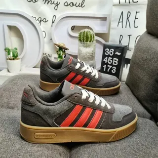 Adidas رمادي أحمر Low-Top سويدي ونسيجي أعلى أحذية رياضية lifestyle