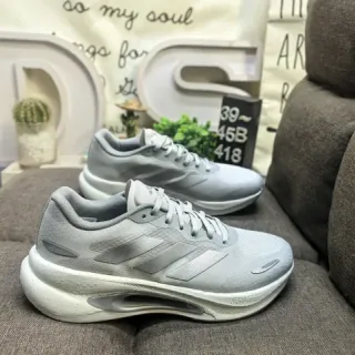 Adidas أحذية رياضية رمادية فضية خفيفة شبكة علوية معدنية ثلاث خطوط علامة تجارية أسلوب حياة