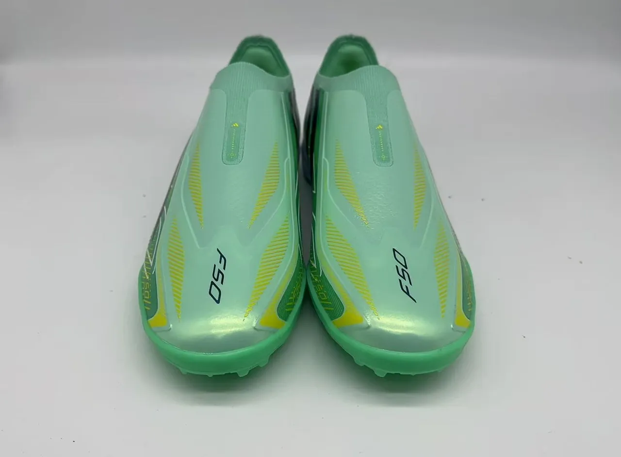 Adidas Vert Bleu Sans Lacets Ajustement Chaussette Haut Overlay Synthétique Iridescent Chaussures de Football Turf 3