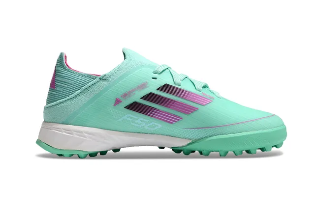 Adidas أخضر وردي صوفي علوي تصميم خطوط متدرجة أحذية كرة القدم Turf 2
