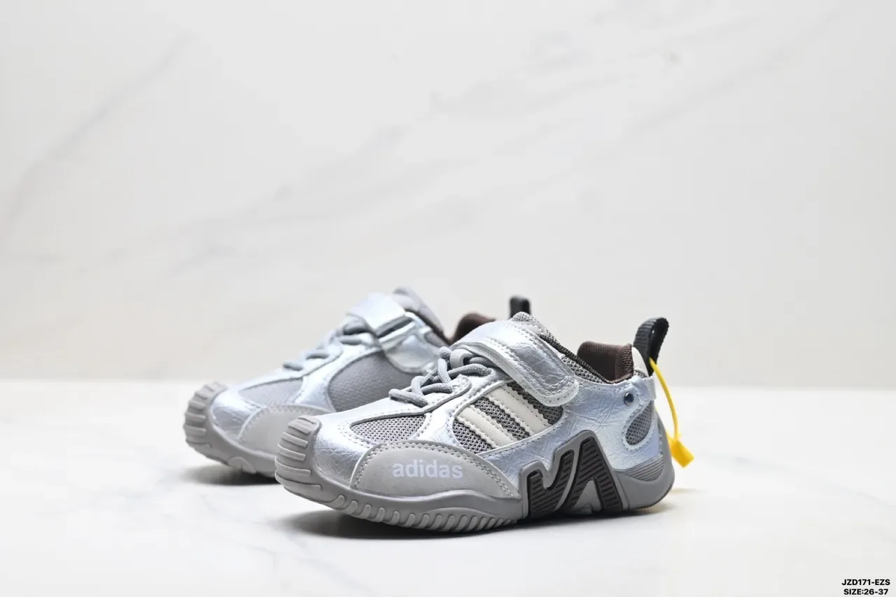 Adidas Crianças Branco Rosa Cinza Velcro Alça Tênis 11