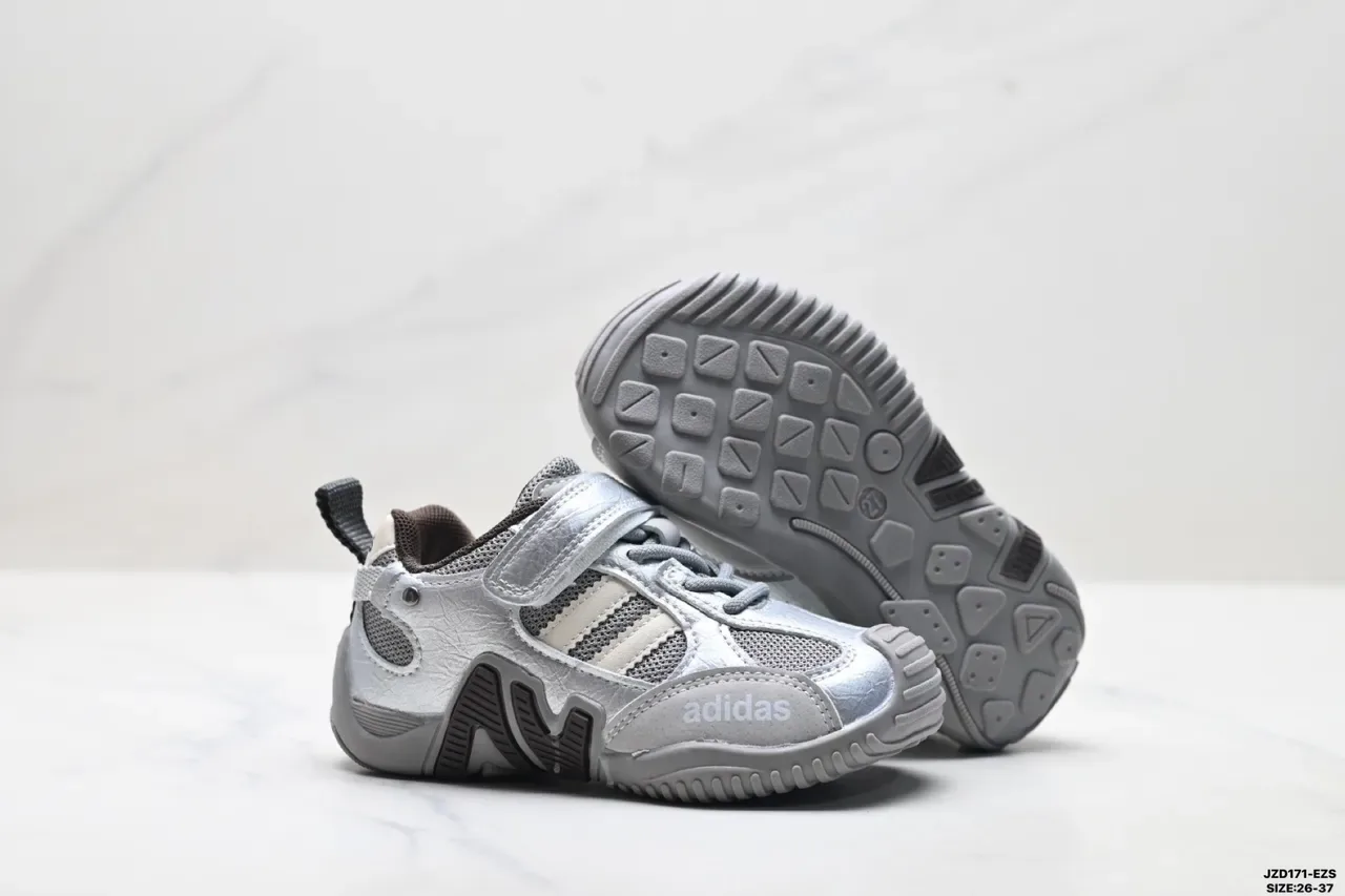 Adidas Crianças Branco Rosa Cinza Velcro Alça Tênis 12
