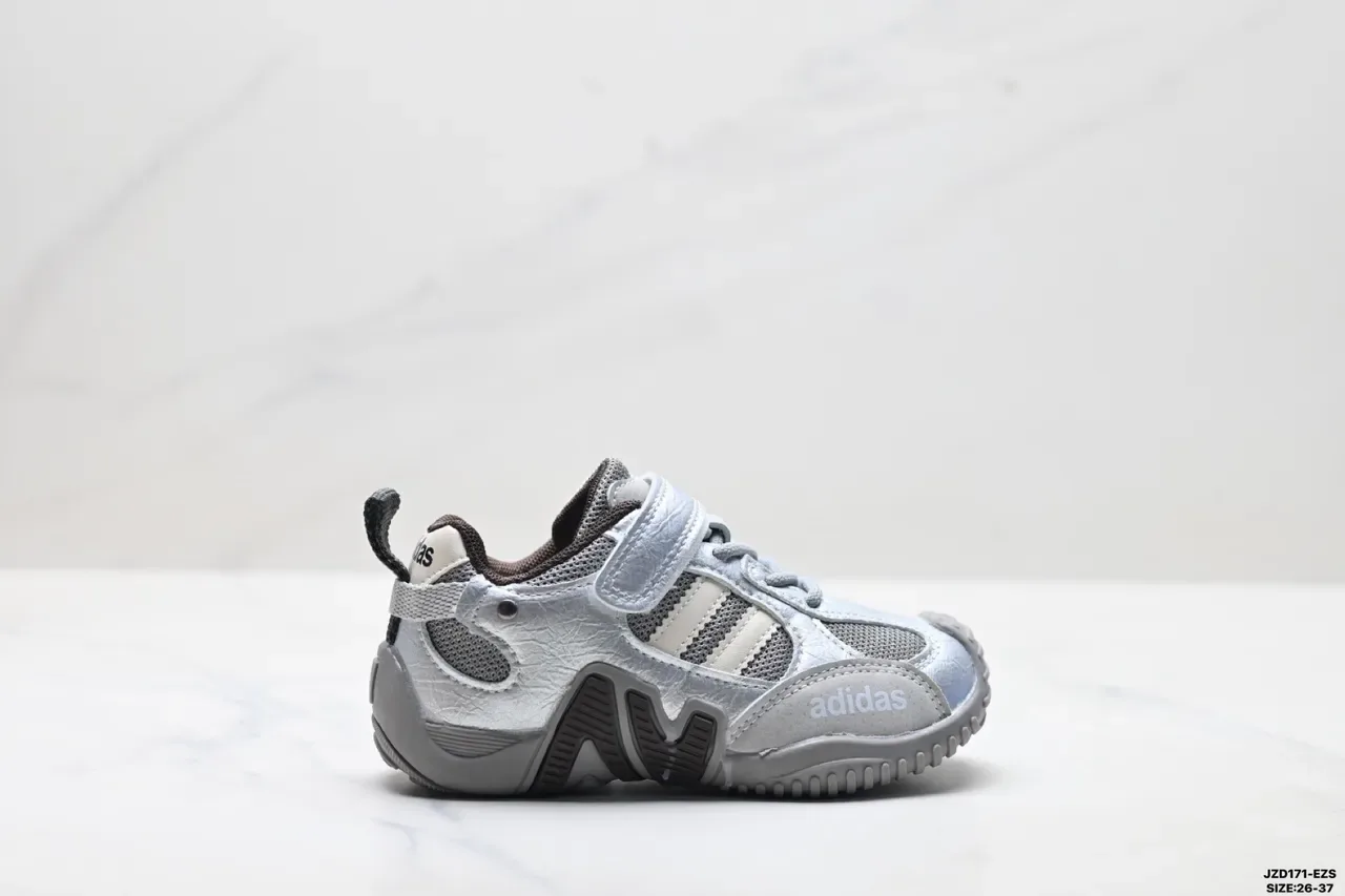 Adidas Crianças Branco Rosa Cinza Velcro Alça Tênis 15