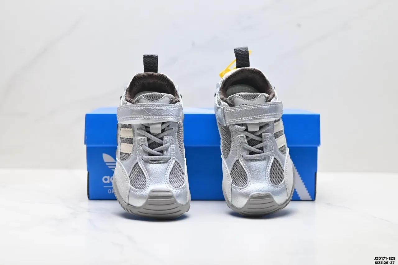 Adidas Crianças Branco Rosa Cinza Velcro Alça Tênis 17