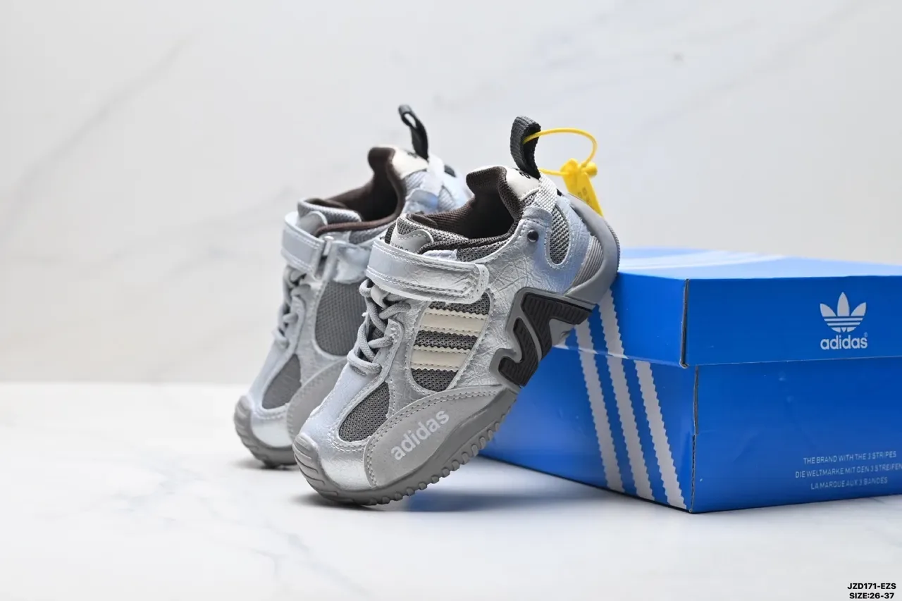 Adidas Crianças Branco Rosa Cinza Velcro Alça Tênis 19