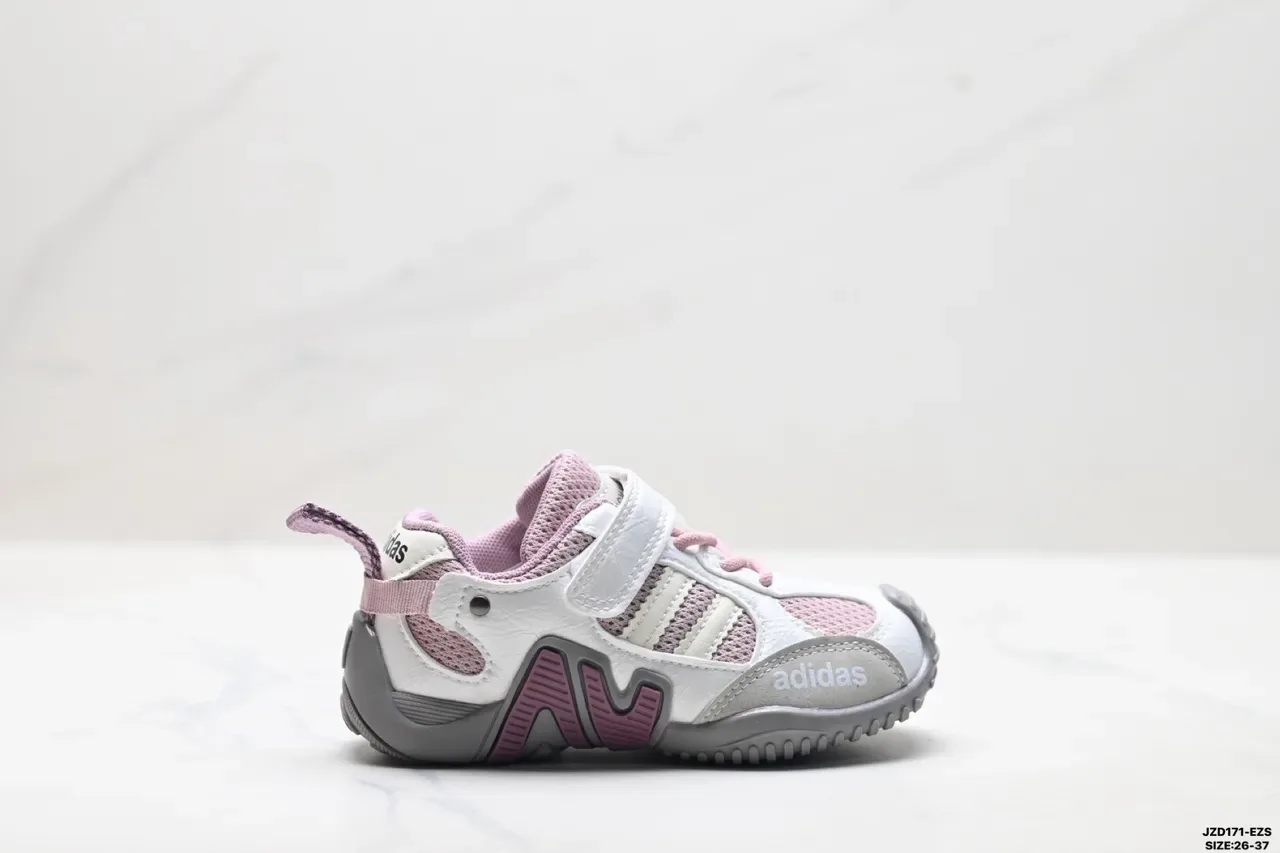 Adidas Crianças Branco Rosa Cinza Velcro Alça Tênis 23