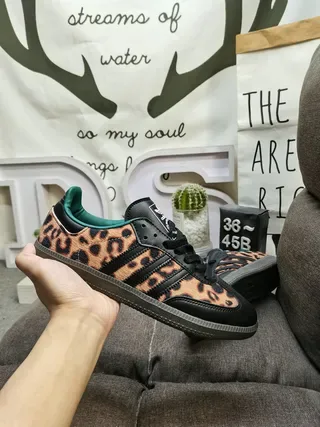 Adidas Multicolor Black Leopard-Print Upper Three-Stripe Side Panels Lifestyle Sneakers 5
