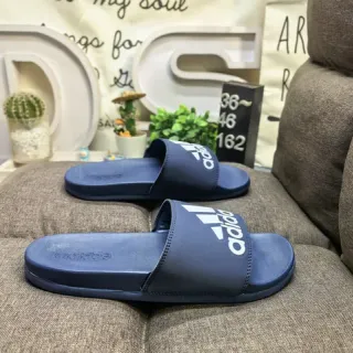 Adidas 海军白单带模压EVA鞋底拖鞋