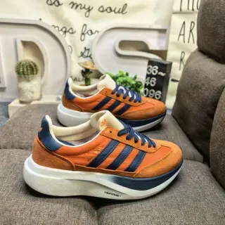 Adidas Orange Navy Retro Runner Silhouette Suede And Textile Upper Lifestyle Sneakers