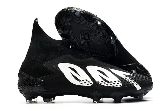 Adidas Chaussures de football orange rose coupe haute tige chaussette translucide accents de rayures terrain ferme 2