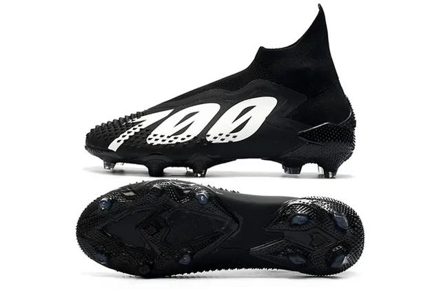 Adidas Chaussures de football orange rose coupe haute tige chaussette translucide accents de rayures terrain ferme 24
