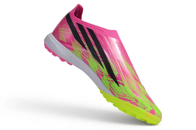 Adidas rose et vert collet à ajustement chaussette overlay de cage synthétique terrain de football chaussures 11