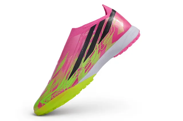 Adidas rose et vert collet à ajustement chaussette overlay de cage synthétique terrain de football chaussures 12