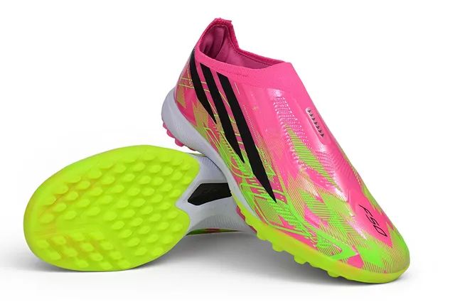 Adidas rose et vert collet à ajustement chaussette overlay de cage synthétique terrain de football chaussures 13