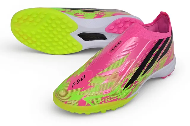 Adidas rose et vert collet à ajustement chaussette overlay de cage synthétique terrain de football chaussures 14