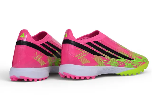 Adidas rose et vert collet à ajustement chaussette overlay de cage synthétique terrain de football chaussures 15
