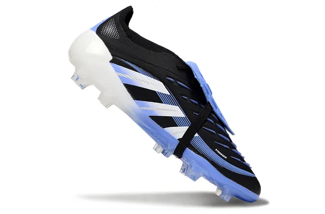 Adidas Predator Negro Azul Sin Cordones Cierre con Correa Suela con Gradiente Piso Firme Zapatos de Fútbol 2