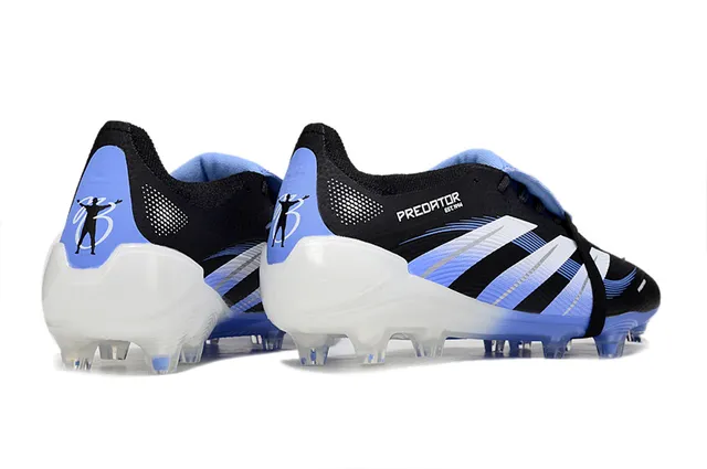 Adidas Predator Negro Azul Sin Cordones Cierre con Correa Suela con Gradiente Piso Firme Zapatos de Fútbol 5