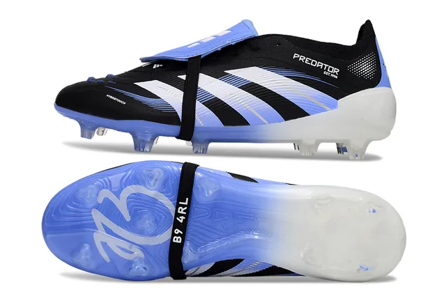 Adidas Predator Negro Azul Sin Cordones Cierre con Correa Suela con Gradiente Piso Firme Zapatos de Fútbol 6