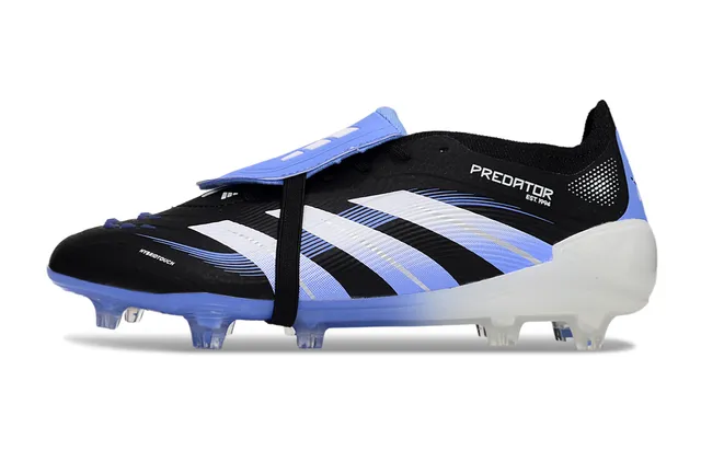 Adidas Predator Negro Azul Sin Cordones Cierre con Correa Suela con Gradiente Piso Firme Zapatos de Fútbol 7