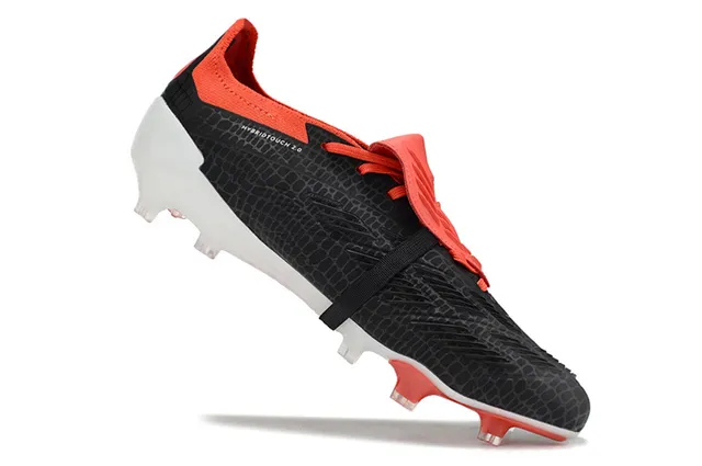 Adidas Predator Black Orange Laceless Strap Closure Textured Scale-Pattern Upper Firm-Ground Soccer Shoes 2