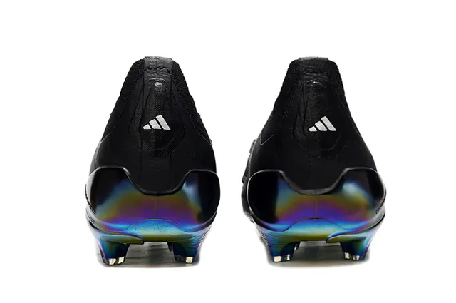 Adidas Predator Preto Prata Baixo Corte Ajuste Meia Parte Superior Iridescente Holográfico Placa Sola Césped Firme Sapatos de Futebol 4