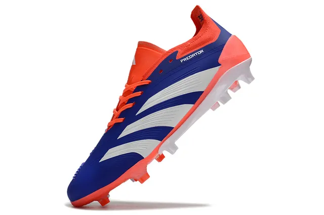 Adidas Predator Blue Orange 低帮袜套式鞋面不对称系带覆盖硬地足球鞋 2