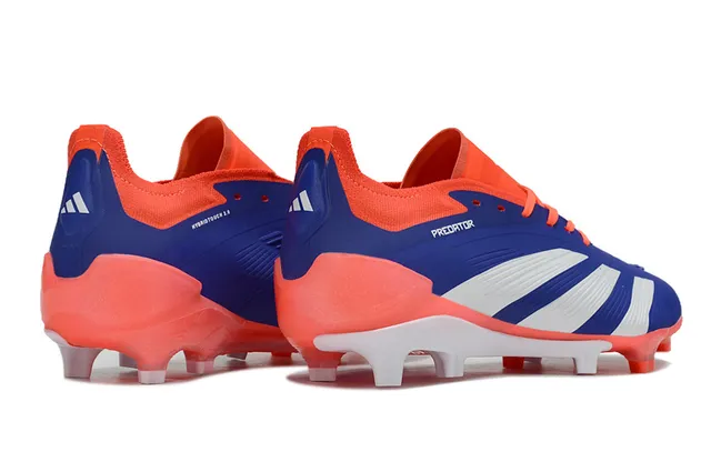 Adidas Predator Blue Orange 低帮袜套式鞋面不对称系带覆盖硬地足球鞋 5
