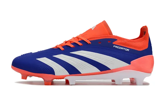 Adidas Predator Blue Orange 低帮袜套式鞋面不对称系带覆盖硬地足球鞋 6
