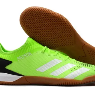 Adidas Predator Green Black Perforated Knit Upper Gum Rubber Outsole Indoor Soccer Shoes