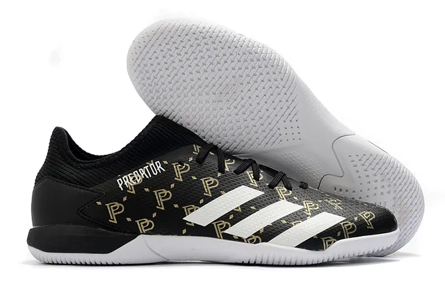 Adidas Predator Vert Noir Haut en Maille Perforé Semelle en Caoutchouc Outsole Chaussures de Football Indoor 5