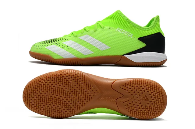 Adidas Predator Vert Noir Haut en Maille Perforé Semelle en Caoutchouc Outsole Chaussures de Football Indoor 22